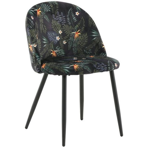 Ruokapöydän tuoli Venture Home Velvet, musta kukkakuosi