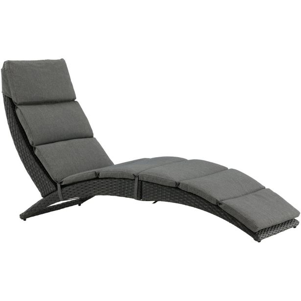 Aurinkotuoli Venture Home Archie, pehmusteilla, harmaa/musta