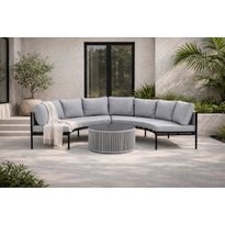 Sohvaryhmä Venture Home Virya, kulmasohva + sohvapöytä, musta/harmaa