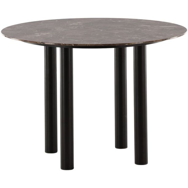 Ruokapöytä Venture Home Havsten, ⌀106cm, ruskea marmorikuvio
