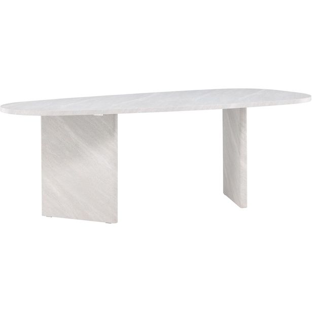 Ruokapöytä Venture Home Grönvik, 220x100cm, betoni/valkoinen