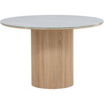 Pyöreä ruokapöytä Vind Härön, Ø120cm, valkoinen/ruskea