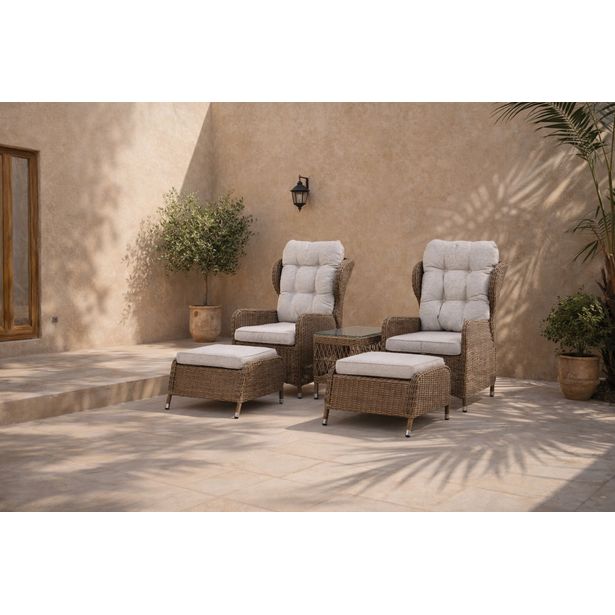 Oleskeluryhmä Venture Home Washington, 2 lepotuolia +pöytä, luonnonvalkoinen/rottinki Google Shopping kuva