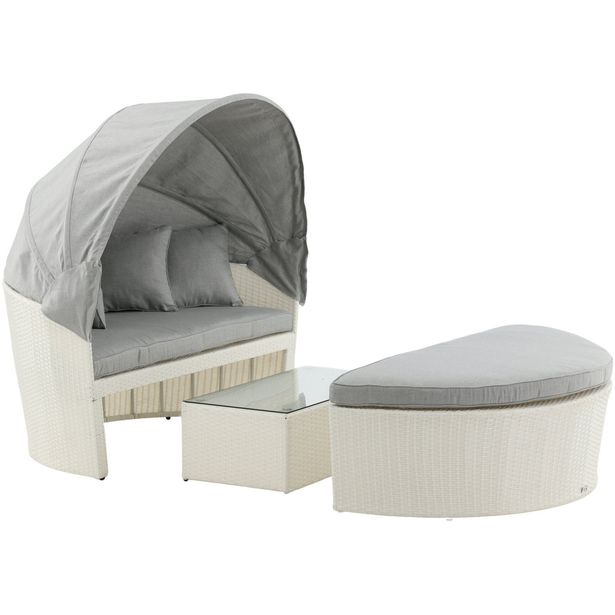Aurinkosänky/sohvaryhmä Venture Home Padova Love Bed, valkoinen/harmaa