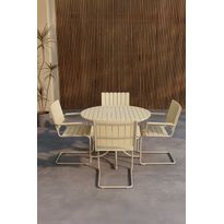 Ruokailuryhmä Venture Home Holmsund, ø100cm, 4-istuttava, vaalea beige