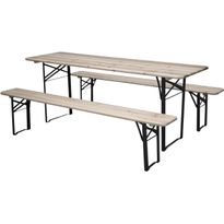 Kokoontaitettava ruokailuryhmä Venture Home Guniess, 200x60cm pöytä + 2 penkkiä, puunruskea/musta