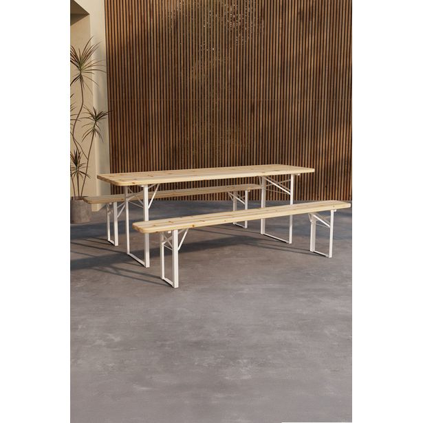 Kokoontaitettava ruokailuryhmä Venture Home Guiness, 200x60cm pöytä + 2 penkkiä