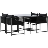 Ruokailuryhmä Venture Home Noto, 120x120cm ruokapöytä + 4 tuolia, musta