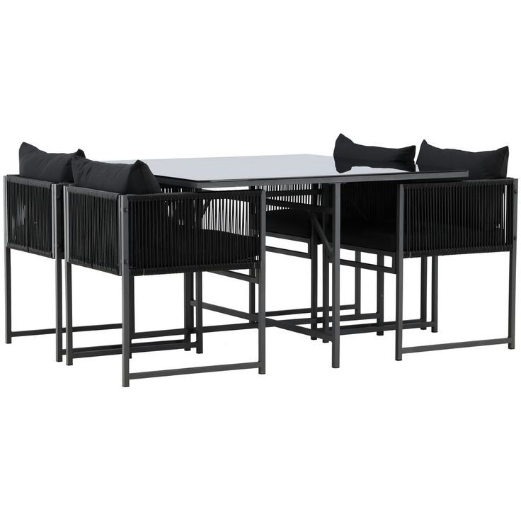 Ruokailuryhmä Venture Home Noto, 120x120cm ruokapöytä + 4 tuolia, musta
