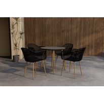 Ruokailuryhmä Venture Home Anafi, ø80cm , 4-istuttava, musta/ruskea