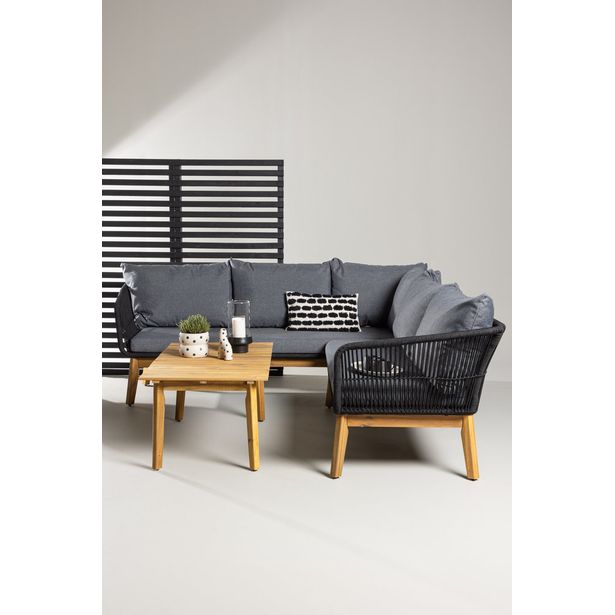 Kulmasohvaryhmä ulos Venture Home Chania, 110x60x45 cm musta/ruskea