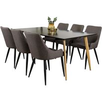 Ruokailuryhmä Venture Home, 180x90cm Polar-pöytä + 6 Plaza-tuolia