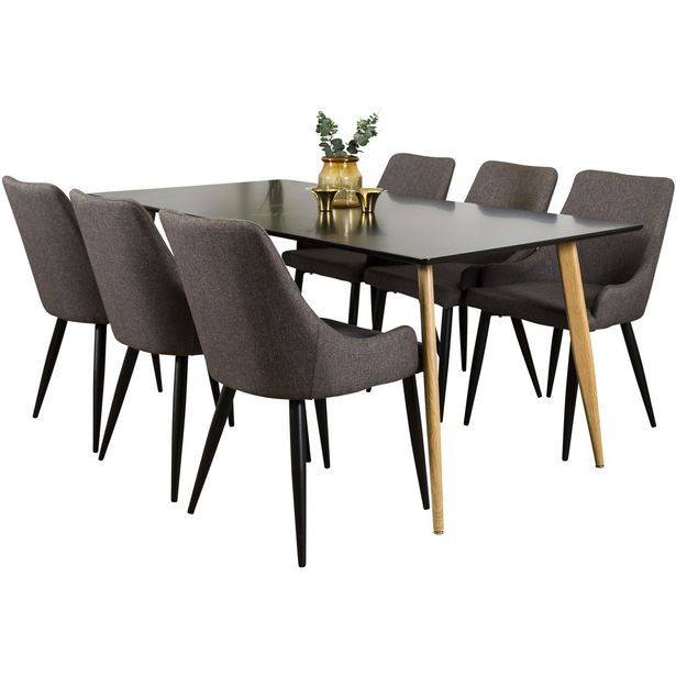 Ruokailuryhmä Venture Home, 180x90cm Polar-pöytä + 6 Plaza-tuolia