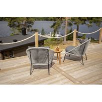 Parvekeryhmä Venture Home, ø40cm Chania-pöytä + 2 harmaata Lindos-tuolia