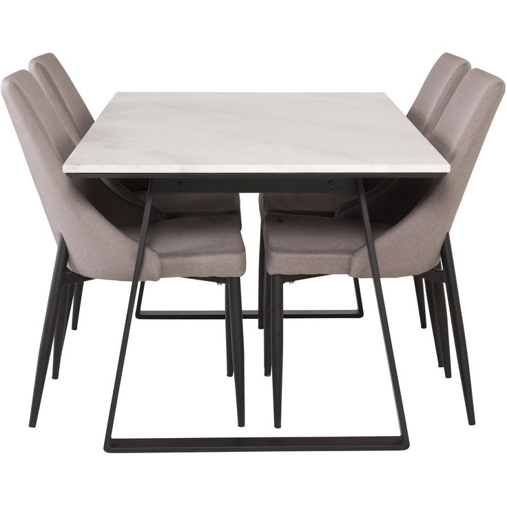 Ruokailuryhmä Venture Home, 140x90cm musta Estelle-pöytä + 4 harmaata Leone-tuolia