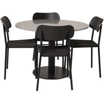 Ruokailuryhmä Venture Home, ⌀106cm Razzia-pöytä + 4 Polly-tuolia