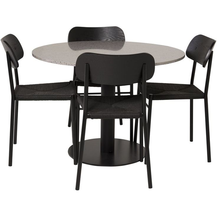 Ruokailuryhmä Venture Home, ⌀106cm Razzia-pöytä + 4 Polly-tuolia