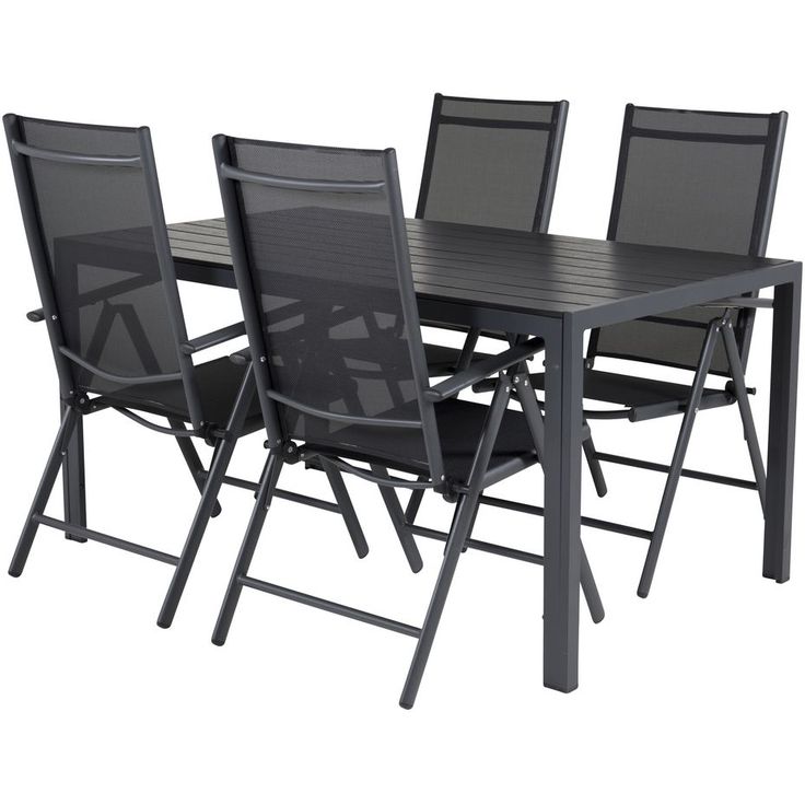Ruokailuryhmä Venture Home, 150x90cm musta Break-pöytä + 4 mustaa Break-säätötuolia