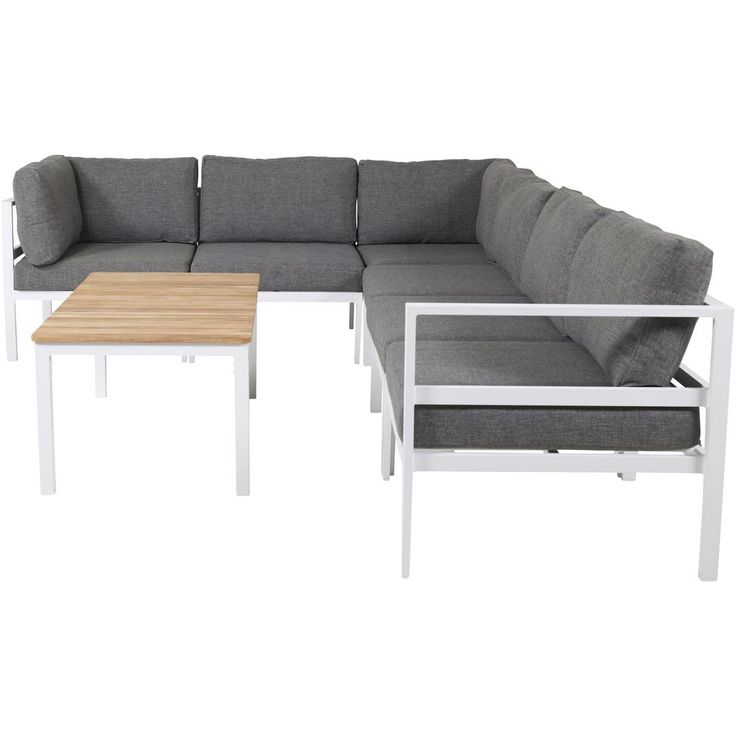 Moduulisohvaryhmä Venture Home Copacabana, 5-istuttava sohva + Brasilia-sohvapöytä, harmaa/valkoinen