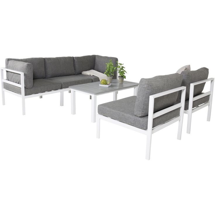 Moduulisohvaryhmä Venture Home Copacabana, 4-5 -istuttava + Parma-sohvapöytä, harmaa/valkoinen