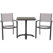 Ruokailuryhmä ulos Venture Home, 70x70cm musta Colorado-pöytä + 2 harmaata Copacabana-tuolia