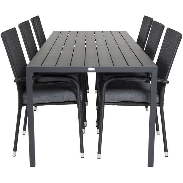 Ruokailuryhmä Venture Home, 205x90cm Break-pöytä + 6 pinottavaa Anna-tuolia