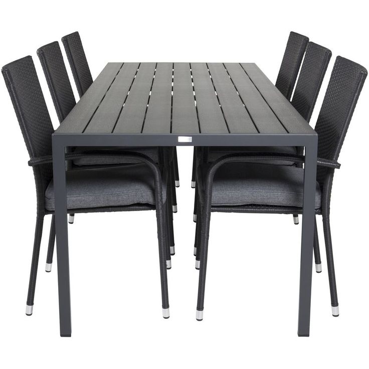 Ruokailuryhmä Venture Home, 205x90cm Break-pöytä + 6 pinottavaa Anna-tuolia