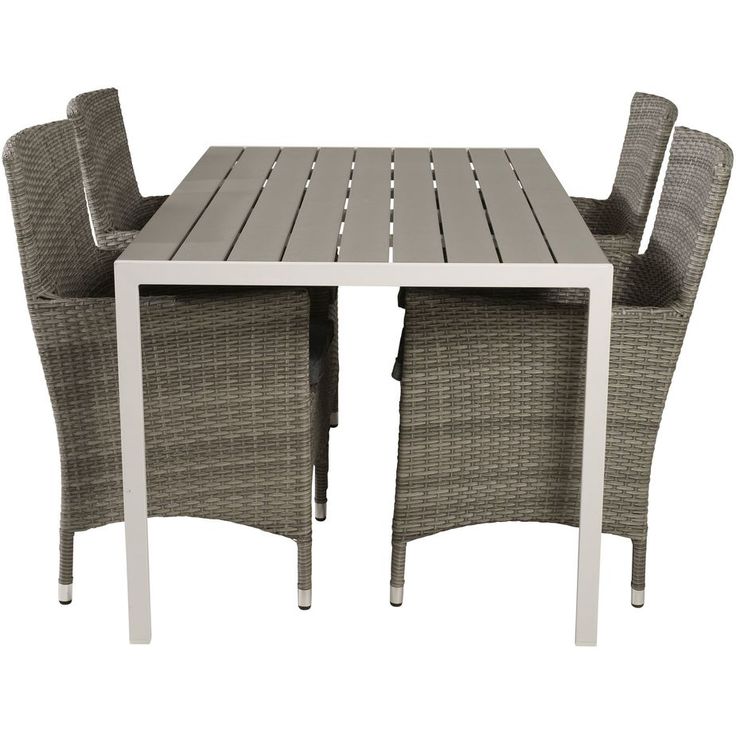 Ruokailuryhmä Venture Home, 150x90cm harmaa/valkoinen Break-pöytä + 4 beige-harmaata Malin-tuolia