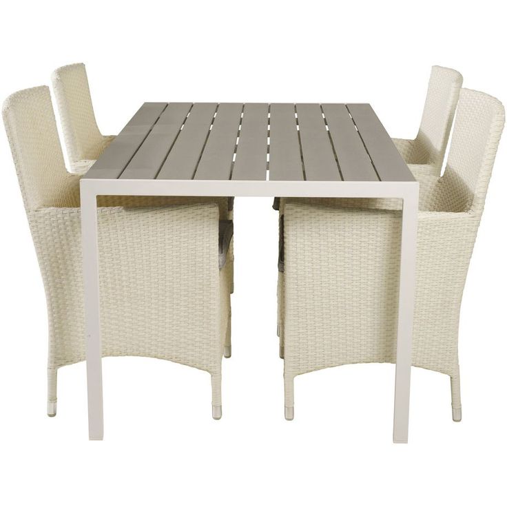 Ruokailuryhmä Venture Home, 150x90cm harmaa/valkoinen Break-pöytä + 4 valkoista Malin-tuolia