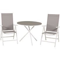 Parvekeryhmä Venture Home, ø90cm harmaa-valkoinen Parma-pöytä + 2 harmaata Break-säätötuolia