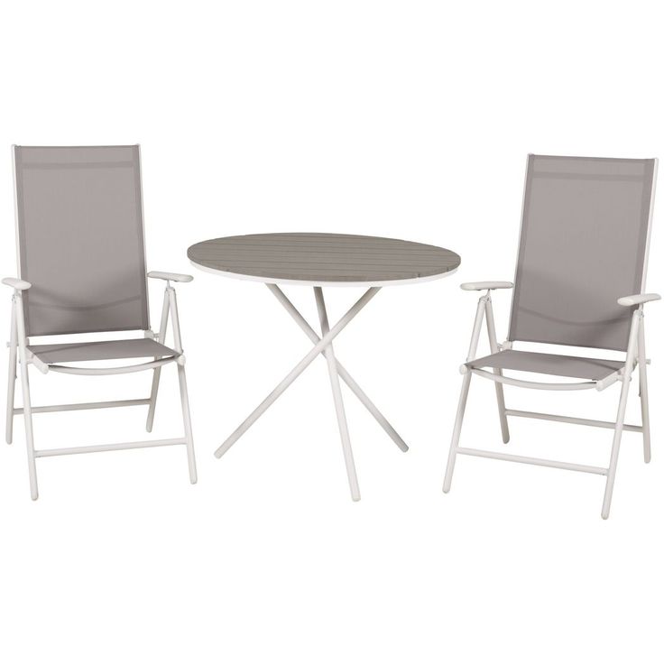 Parvekeryhmä Venture Home, ø90cm harmaa-valkoinen Parma-pöytä + 2 harmaata Break-säätötuolia