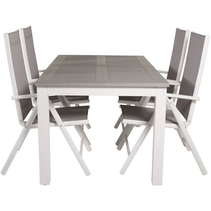 Ruokailuryhmä Venture Home, 160/240x90cm jatkettava harmaa/valkoinen Albany-pöytä + 4 harmaa/valkoista Break-säätötuolia