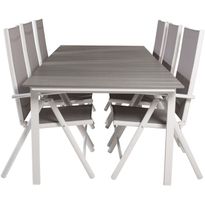 Ruokailuryhmä Venture Home, 229/310x100cm jatkettava Levels-pöytä + 6 Break-säätötuolia