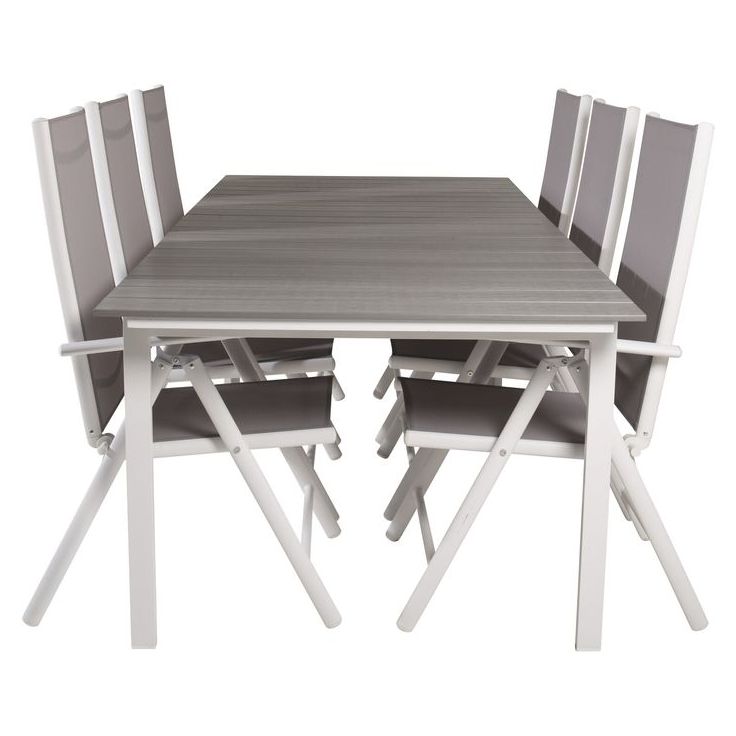 Ruokailuryhmä Venture Home, 229/310x100cm jatkettava Levels-pöytä + 6 Break-säätötuolia