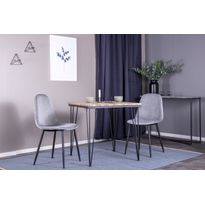Ruokailuryhmä Venture Home, 80x80cm ruskea Bali-pöytä + 2 harmaata Polar-tuolia, sametti