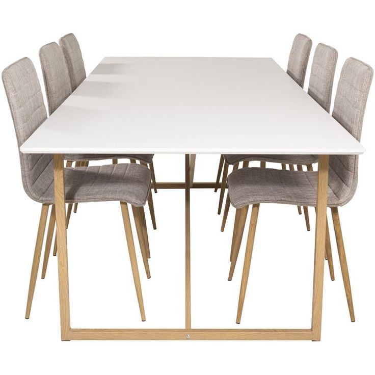 Ruokailuryhmä Venture Home, 240x100cm Palace-pöytä + 6 beigeä Windu Lyx -tuolia