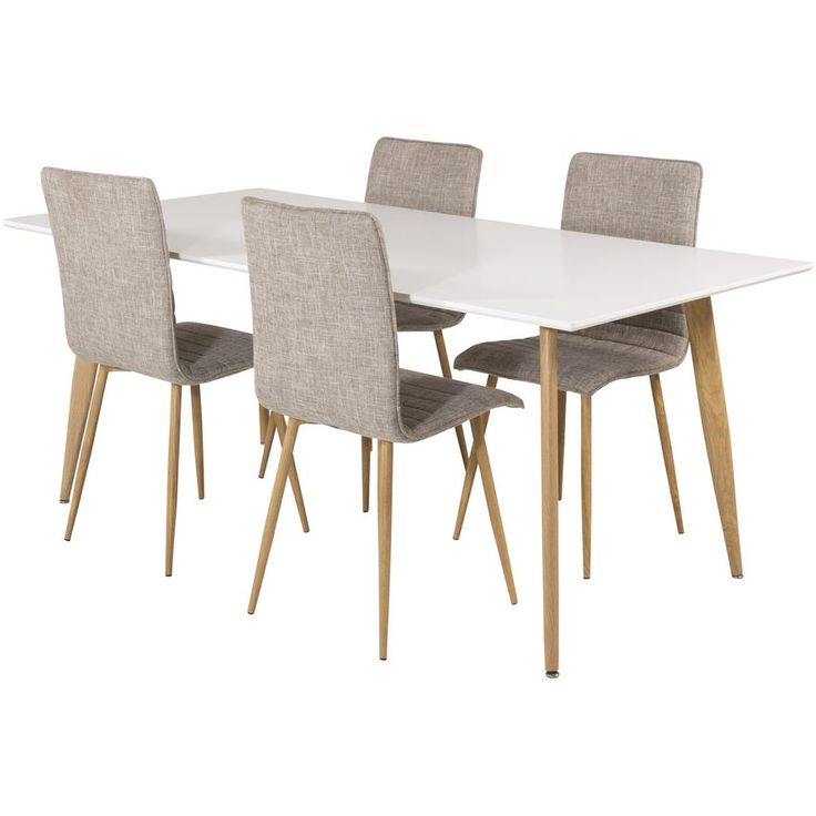 Ruokailuryhmä Venture Home, 180x90cm valkoinen/ruskea Polar-pöytä + 4 vaaleanharmaata Windu Lyx -tuolia