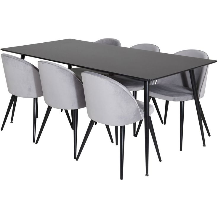 Ruokailuryhmä Venture Home, 180x90cm Silar-pöytä + 6 Velvet-tuolia