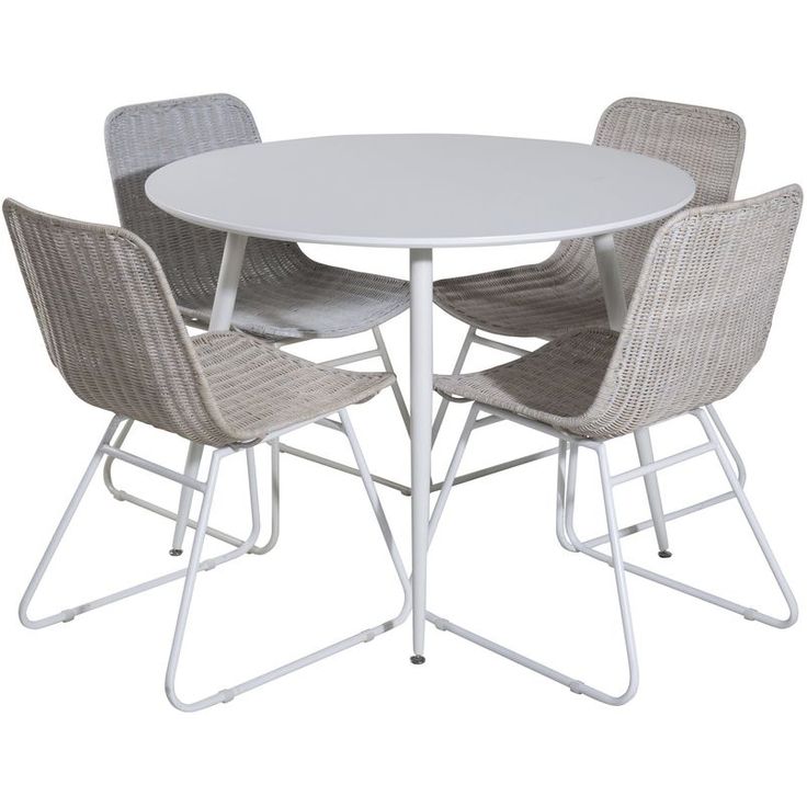 Ruokailuryhmä Venture Home, ⌀100cm Plaza-pöytä + 4 valkoista Cirebon-tuolia