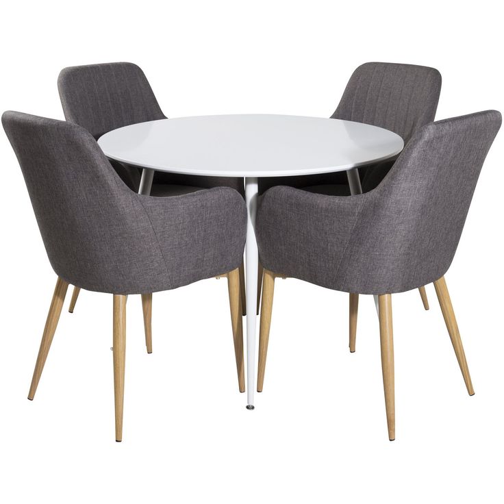 Pyöreä ruokailuryhmä Venture Home, Ø100cm Plaza-pöytä + 4 harmaata Comfort-tuolia, eri värejä