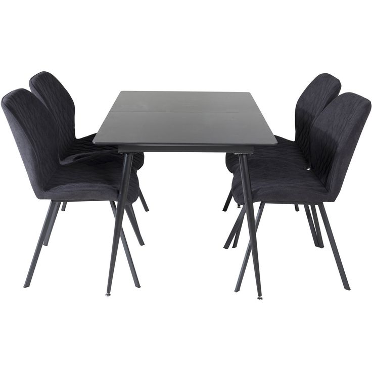 Jatkettava ruokailuryhmä Venture Home, 120/160x80cm Silar-pöytä + 4 mustaa Gemma-tuolia