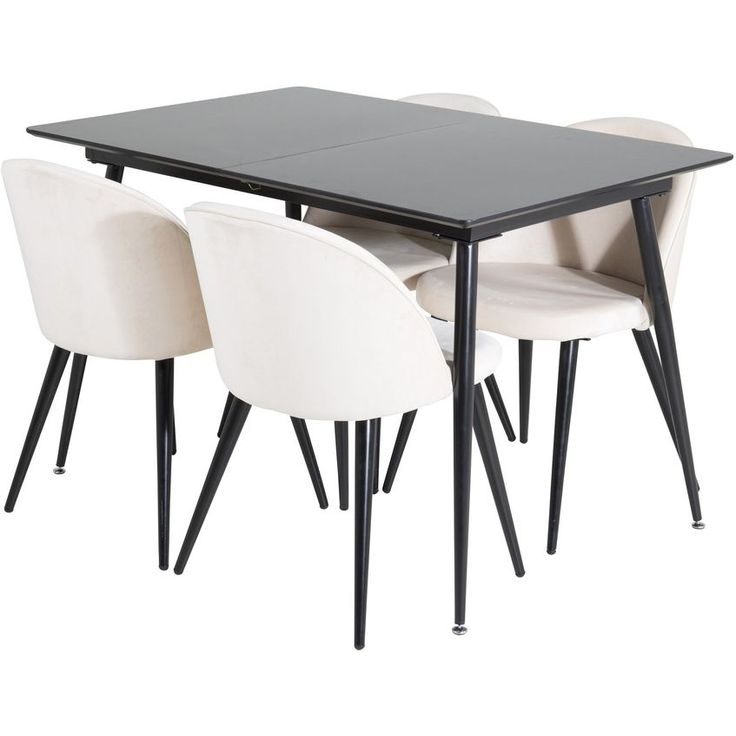 Ruokailuryhmä Venture Home, jatkettava Silar-ruokapöytä + 4 Velvet-tuolia