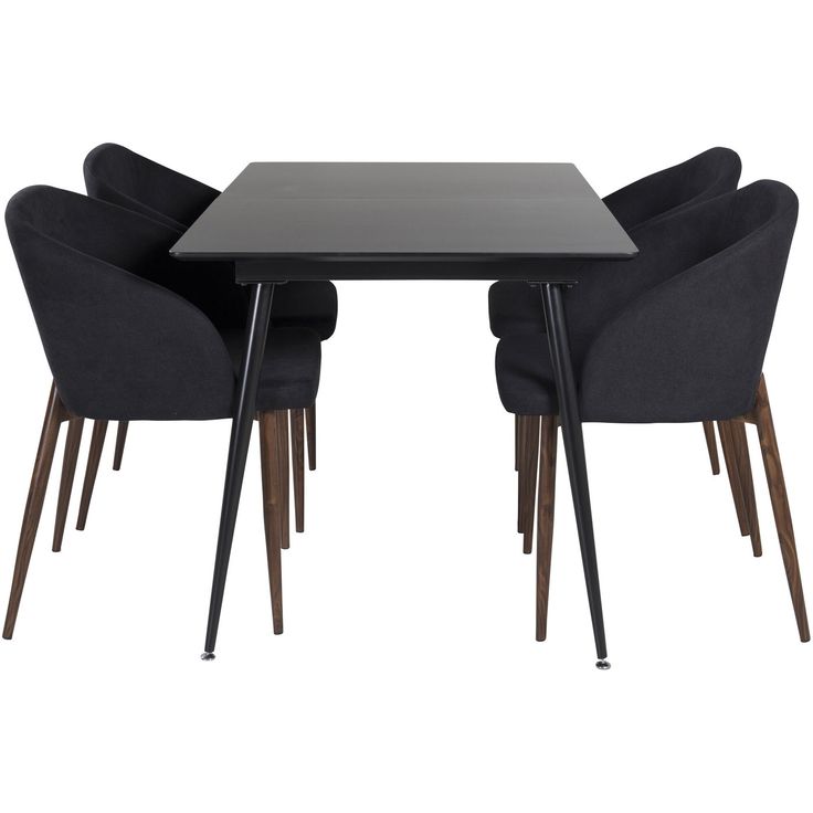 Jatkettava ruokailuryhmä Venture Home, 120/160x80cm Silar-pöytä + 4 mustaa Arch-tuolia