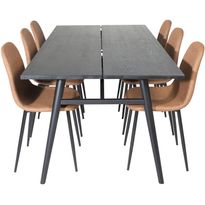 Ruokailuryhmä Venture Home, Sleek-ruokapöytä + 6 Polar-tuolia
