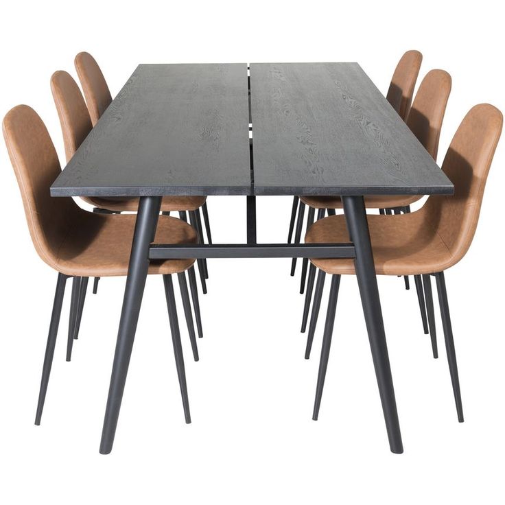 Ruokailuryhmä Venture Home, Sleek-ruokapöytä + 6 Polar-tuolia