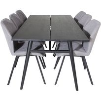 Ruokailuryhmä Venture Home, Sleek-ruokapöytä + 6 harmaata Gemma-tuolia