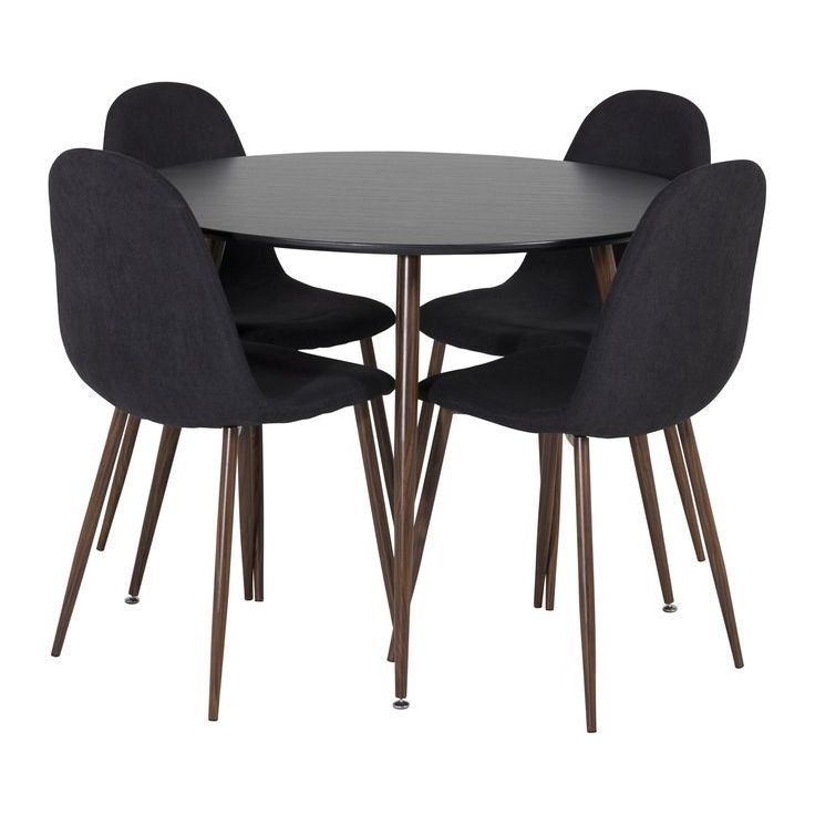 Ruokailuryhmä Venture Home, ⌀100cm Plaza-pöytä + 4 Polar-tuolia