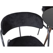 Ruokailuryhmä Venture Home, ⌀100cm musta/ruskea Plaza-pöytä + 4 mustaa Arrow-tuolia