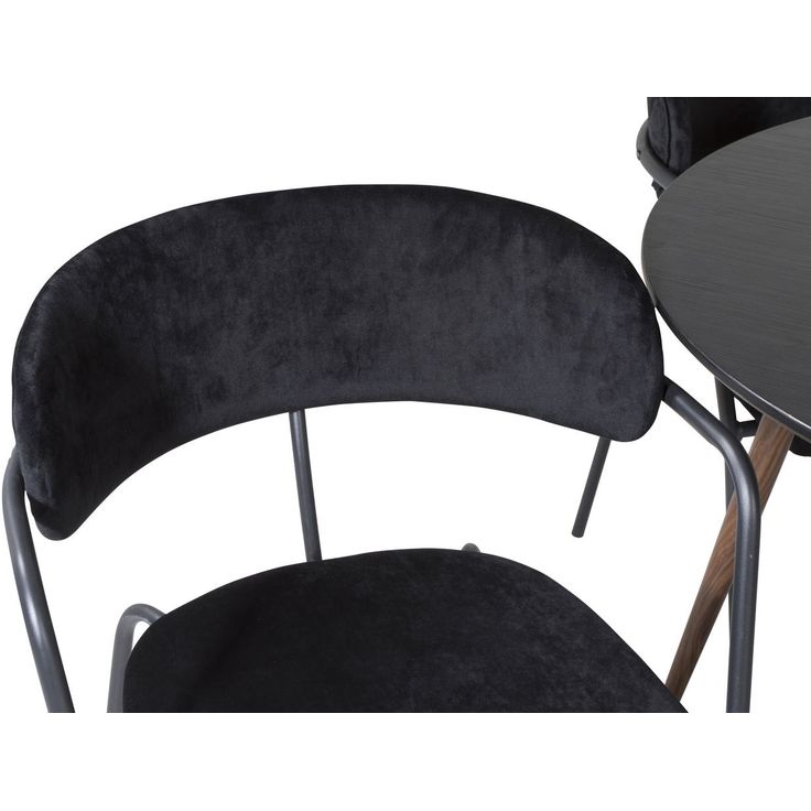 Ruokailuryhmä Venture Home, ⌀100cm musta/ruskea Plaza-pöytä + 4 mustaa Arrow-tuolia