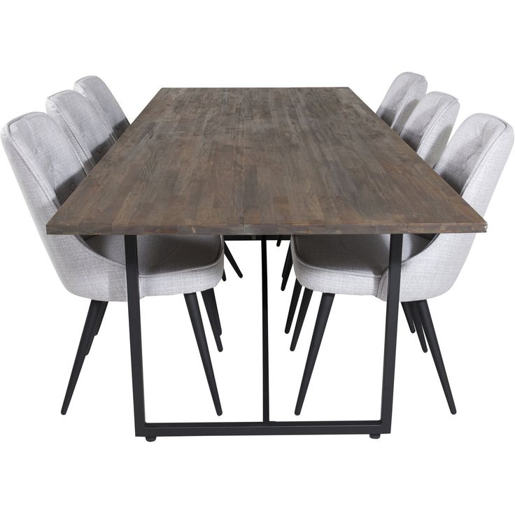 Ruokailuryhmä Venture Home, 250x100cm ruskea Padang-pöytä + 6 Velvet Deluxe -tuolia